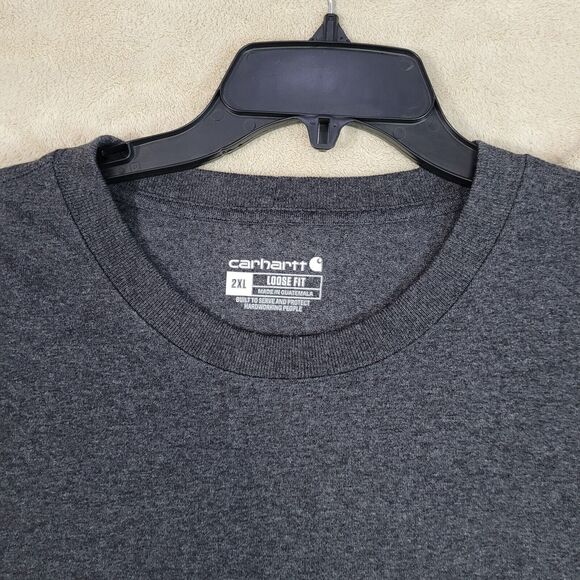 Carhartt Men's T Gray Loose Fit Cotton/Poly Blended Short Sleeve Pocket Tee - Picture 3 of 7